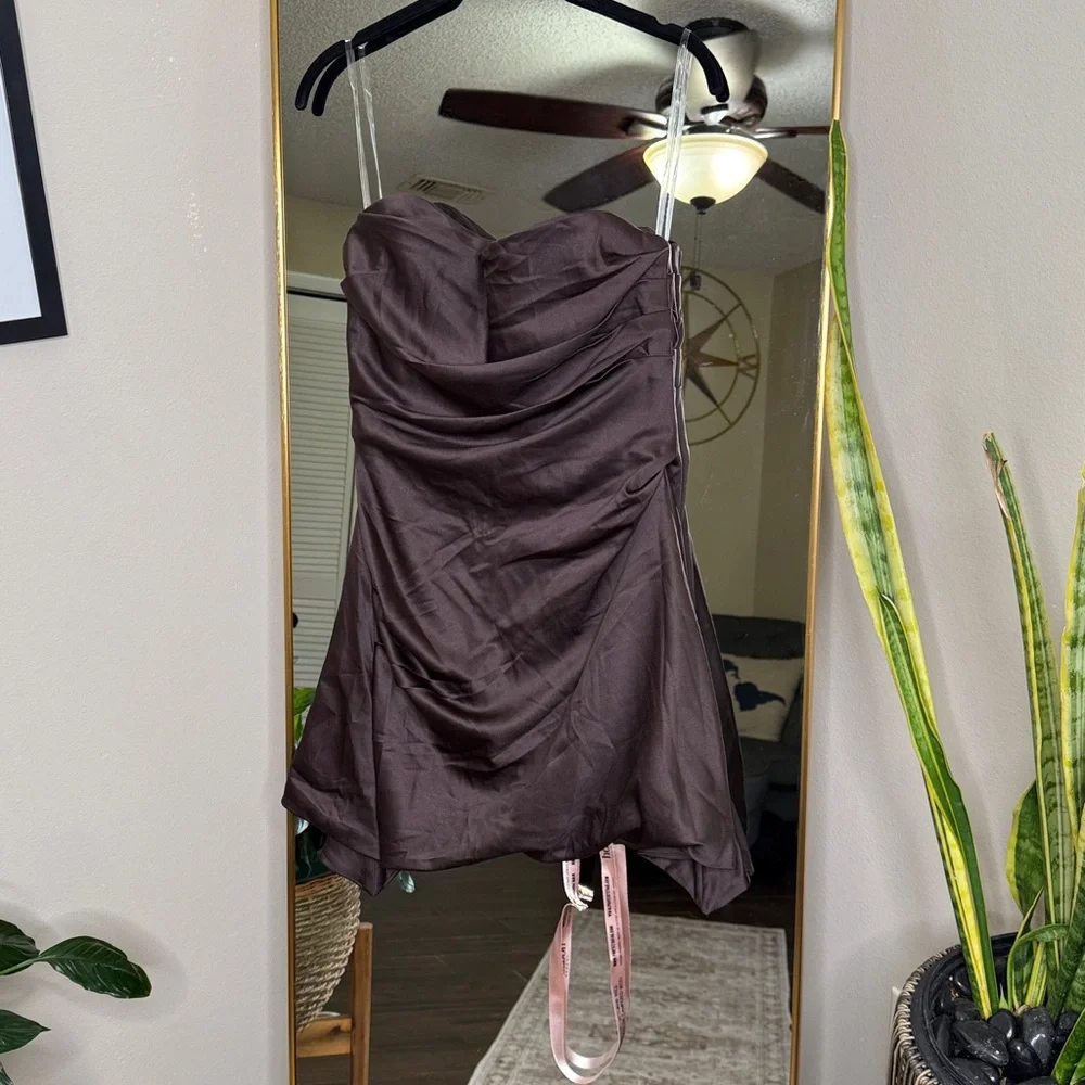 HOUSE OF CB 'Jasmine' Chocolate Draped Strapless Corset Dress NWT - Picture 8 of 10